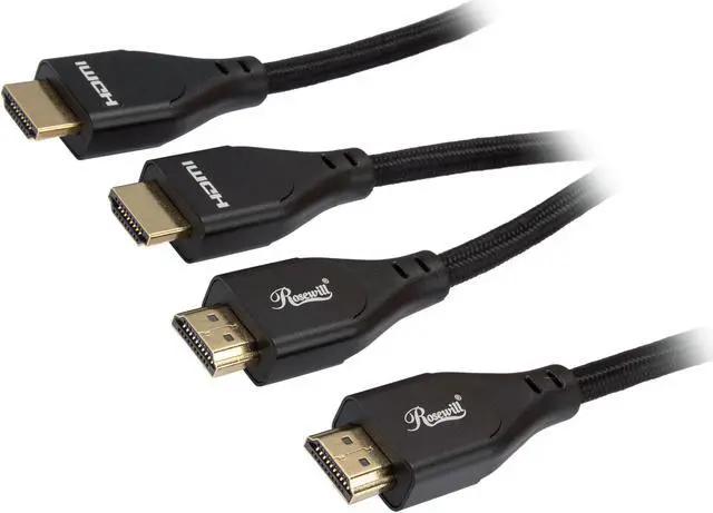 Main image of Rosewill RCHD-20005 Braided HDMI 2.0 Cable, Black, 6 Feet, 2-Pack