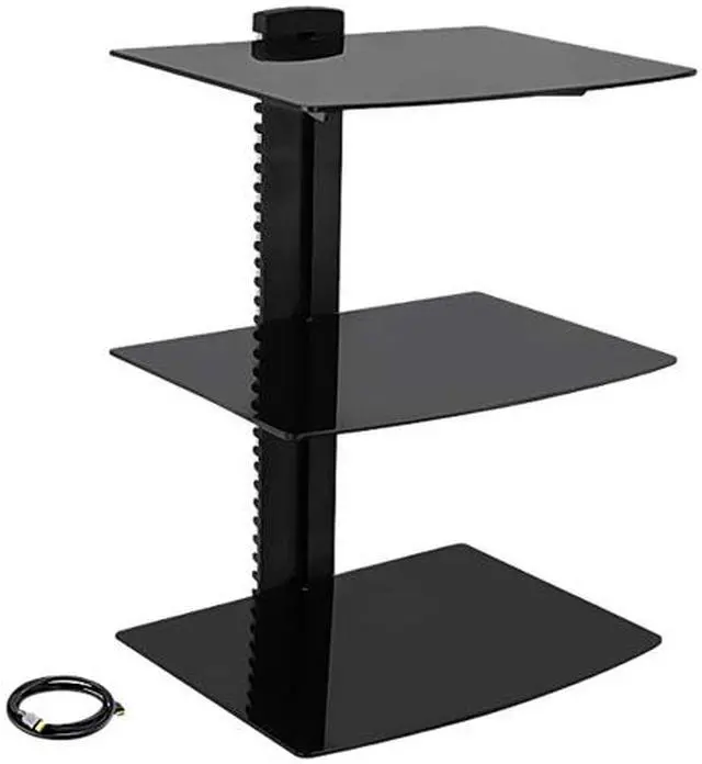 Main image of Megamounts DVD-313-HDMI-BNDL-2 3 Shelf Tempered Glass Multimedia Mount with HDMI Cable
