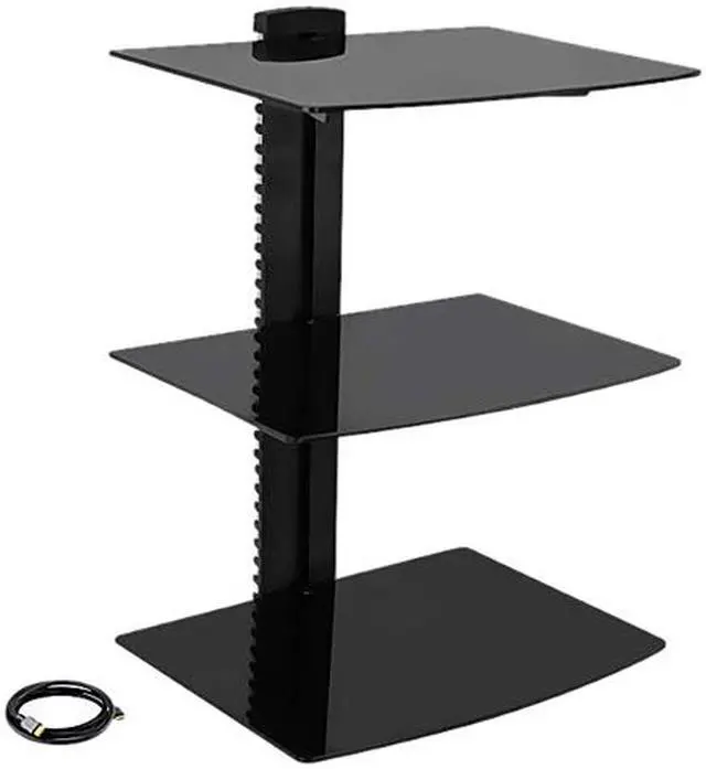 Main image of Megamounts DVD-313-HDMI-BNDLPC17 3 Shelf Tempered Glass Multimedia Mount with HDMI Cable