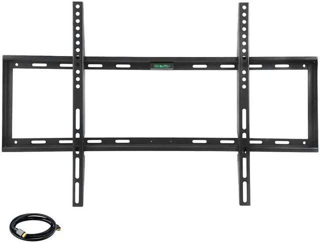 Main image of Megamounts GMPF-26N7-HDMI-BNDLPC17 Black 32"- 70" Smooth Black Matt Finish Fixed Television Mount for 32"- 70" LCD, LED