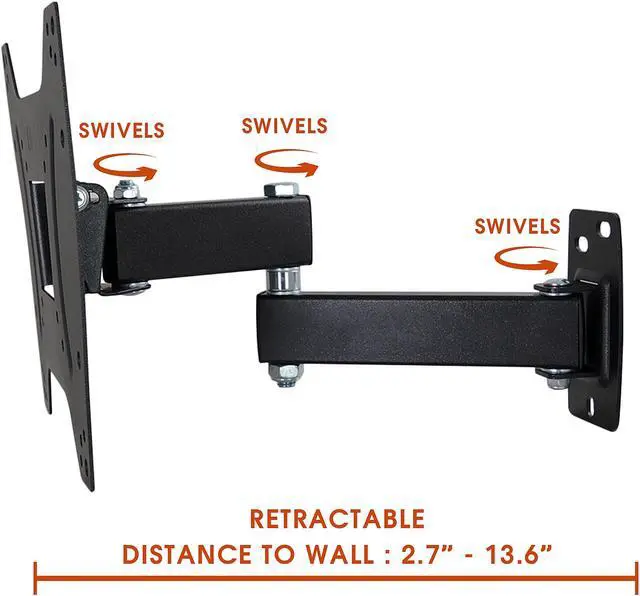 Alt view image 2 of 3 - Megamounts GML622 Black 17-42" Full Motion, Tilt and Swivel Single Stud Wall Mount for 17-42 Inch LCD, LED, and Plasma Screens