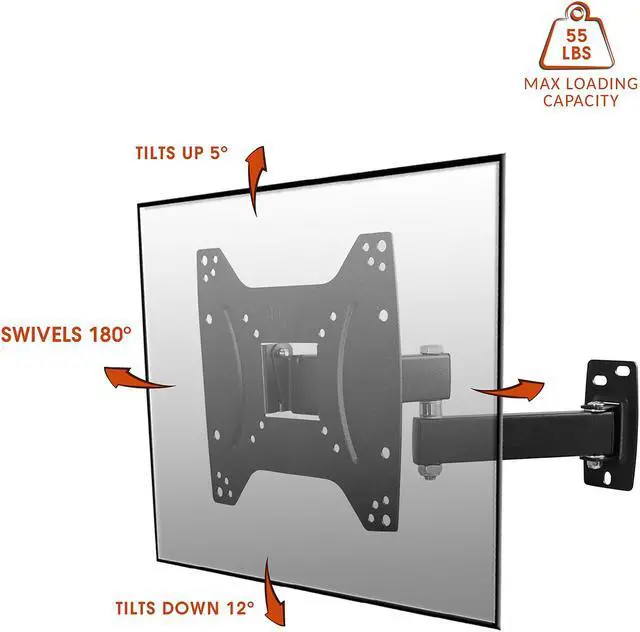 Alt view image 3 of 3 - Megamounts GML622 Black 17-42" Full Motion, Tilt and Swivel Single Stud Wall Mount for 17-42 Inch LCD, LED, and Plasma Screens
