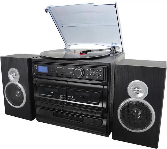 Alt view image 3 of 8 - Trexonic TRX-811BS 3-Speed Turntable With CD Player, Dual Cassette Player