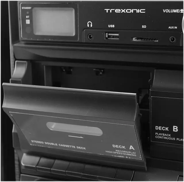 Alt view image 7 of 8 - Trexonic TRX-811BS 3-Speed Turntable With CD Player, Dual Cassette Player