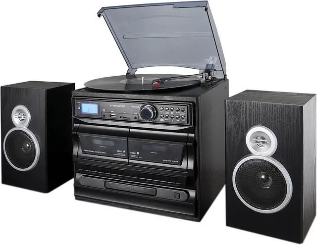 Alt view image 2 of 8 - Trexonic TRX-811BS 3-Speed Turntable With CD Player, Dual Cassette Player