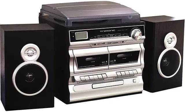 Main image of Trexonic 3-Speed Turntable With Bluetooth, Cassette and Wire Shelf Speakers