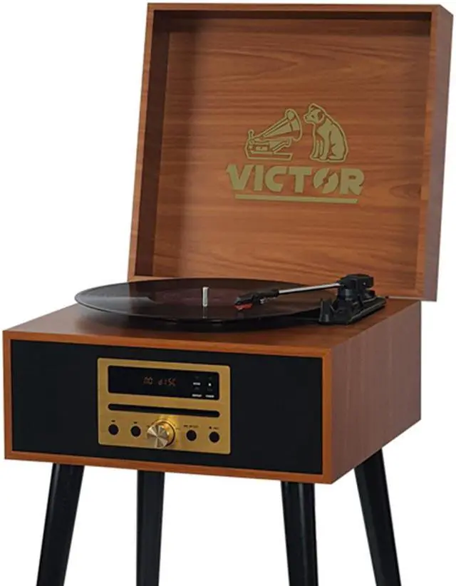 Main image of Victor Newbury 8-in-1 Wood Music Center with Chair Height Legs - Mahogany VWRP-3500-MH