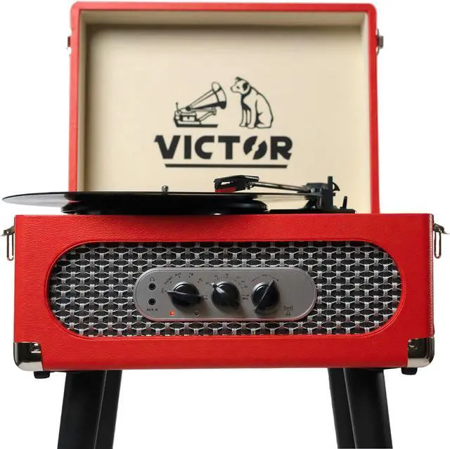 Alt view image 2 of 2 - Victor Andover 5-in-1 Music Center with Chair Height Legs - Red VWRP-3200-RD