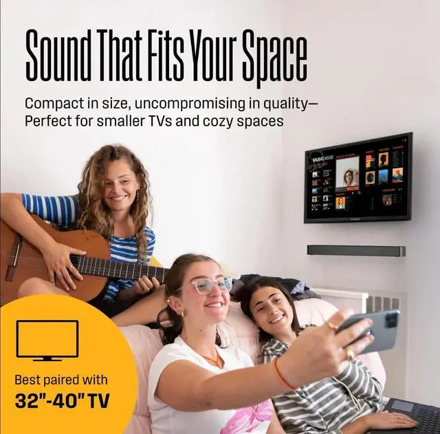 Alt view image 6 of 8 - Westinghouse WS200AM 2.0 Channel Mini Bluetooth Soundbar with Dolby Atmos and Digital Plus, Black