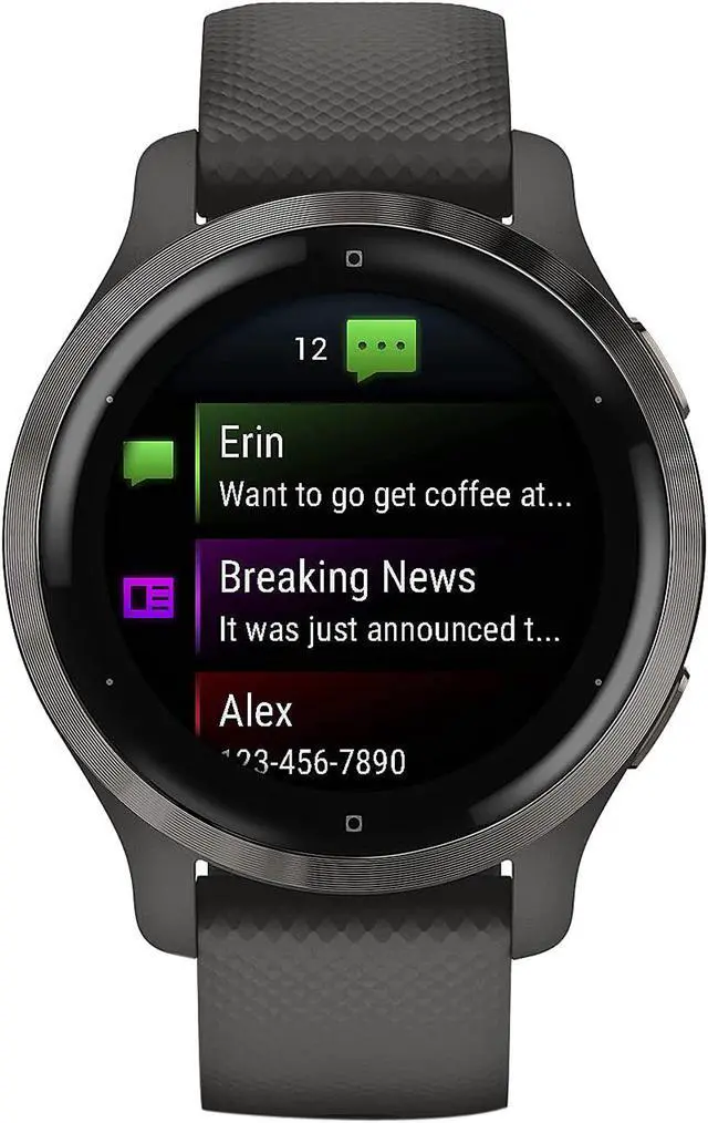Alt view image 2 of 7 - Garmin 010-02429-00 Venu 2S Slate Stainless Steel Bezel with Graphite Case and Silicone Band Slate