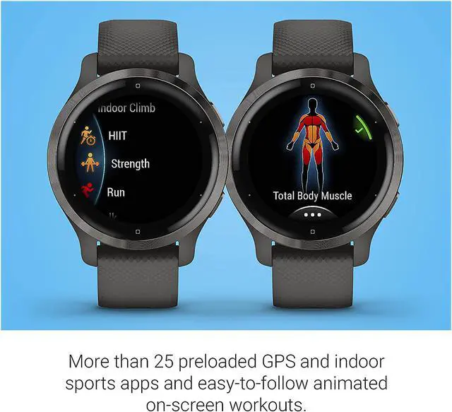 Alt view image 4 of 7 - Garmin 010-02429-00 Venu 2S Slate Stainless Steel Bezel with Graphite Case and Silicone Band Slate