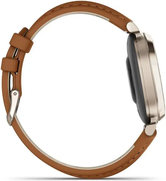 Alt view image 4 of 4 - Garmin Lily 2 Classic Cream Gold with Tan Leather Band