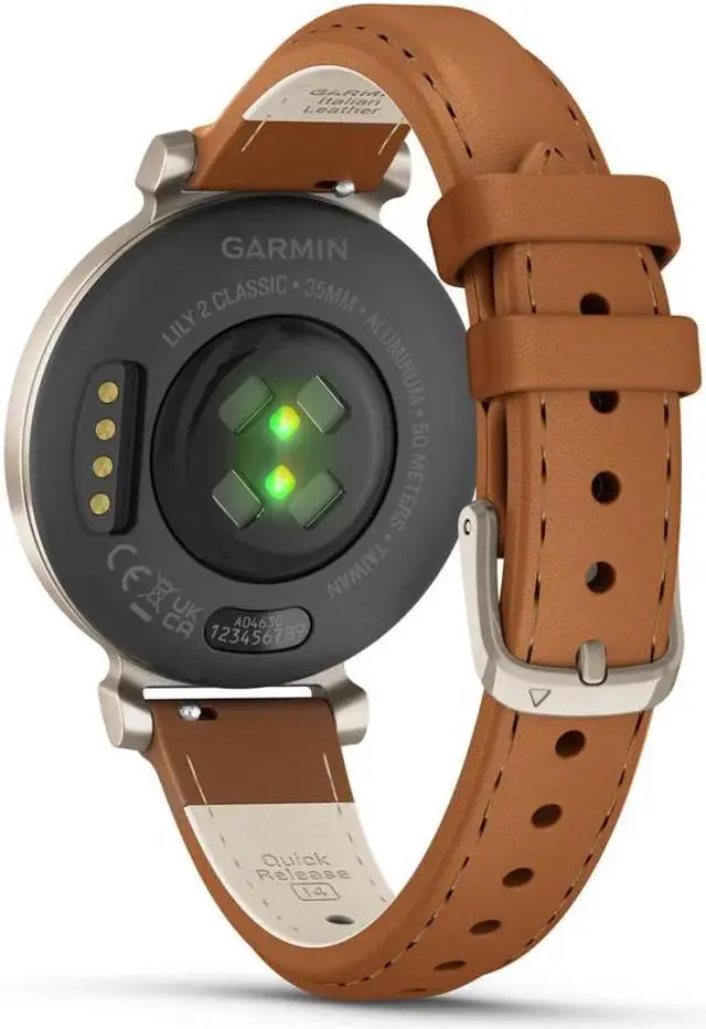 Alt view image 3 of 4 - Garmin Lily 2 Classic Cream Gold with Tan Leather Band