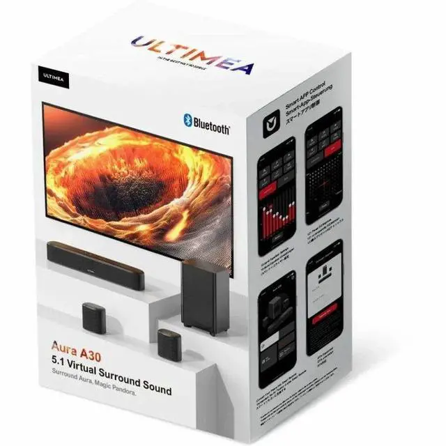 Alt view image 5 of 6 - Ultimea Aura A30 5.1CH Virtual Surround Sound Bluetooth Sound Bar Speaker - Black