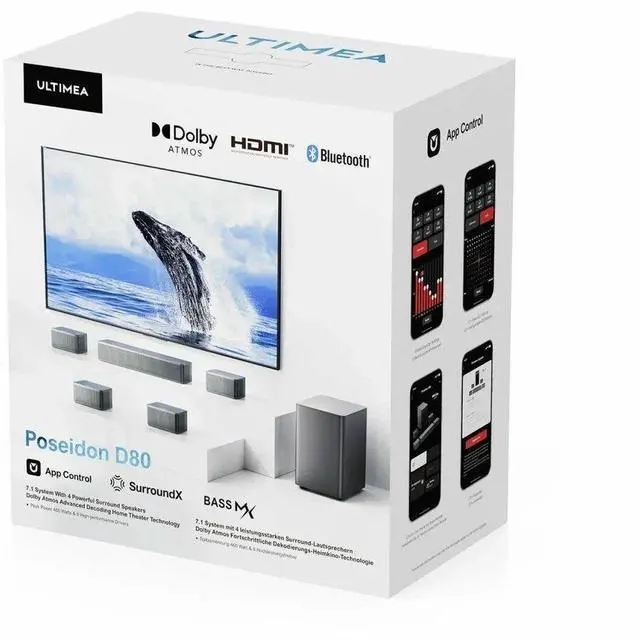 Alt view image 4 of 6 - Ultimea Poseidon D80 Dolby Atmos 7.1CH Bluetooth Sound Bar Speaker System (U2620) - Black