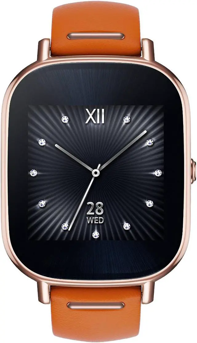 Alt view image 2 of 8 - ZenWatch 2 Android Wear Smartwatch (Rose Gold Casing/Orange Leather Band)