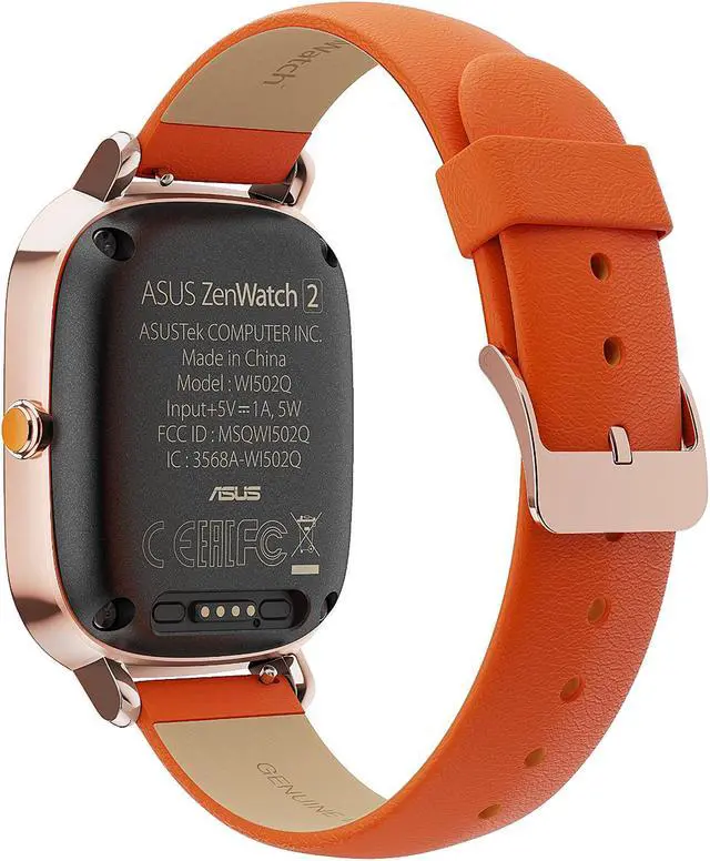 Alt view image 5 of 8 - ZenWatch 2 Android Wear Smartwatch (Rose Gold Casing/Orange Leather Band)