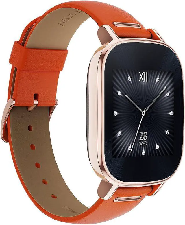Alt view image 3 of 8 - ZenWatch 2 Android Wear Smartwatch (Rose Gold Casing/Orange Leather Band)