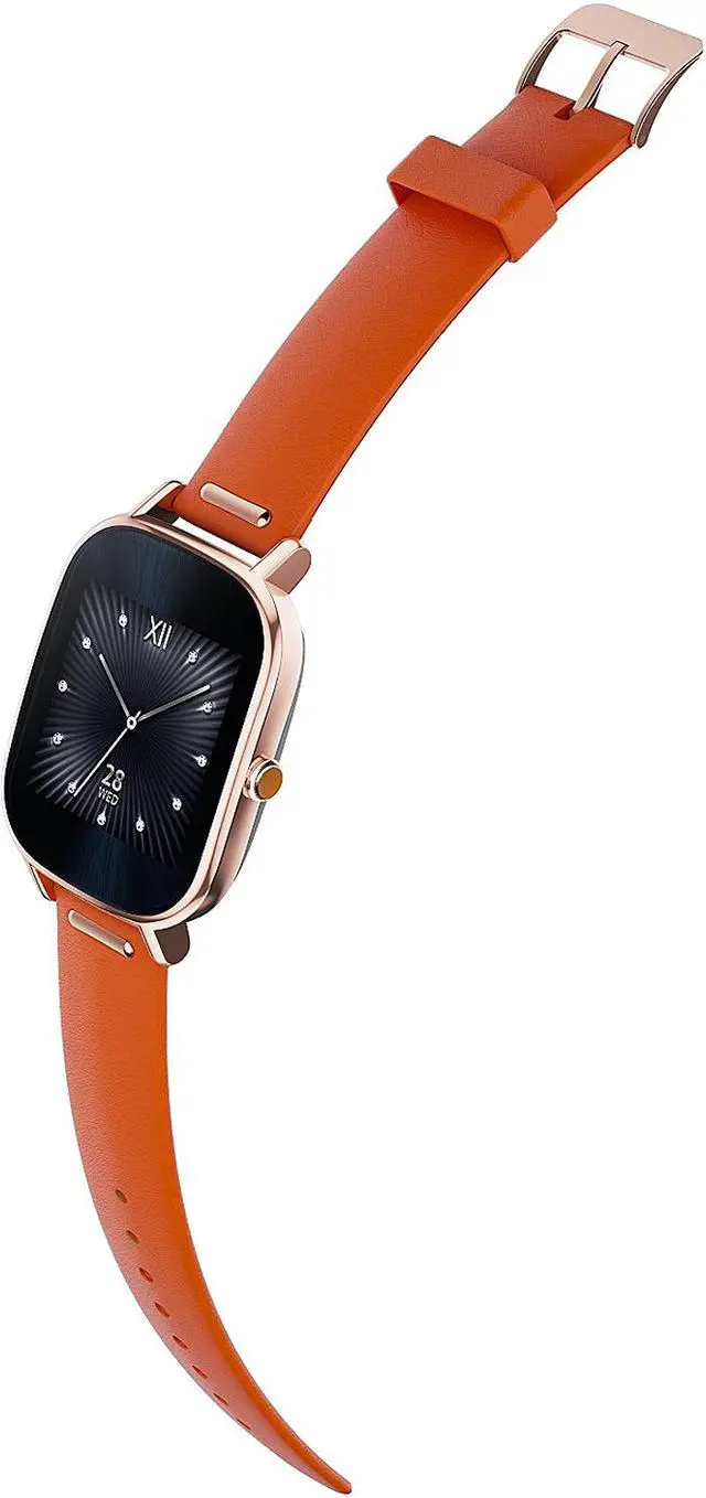 Alt view image 6 of 8 - ZenWatch 2 Android Wear Smartwatch (Rose Gold Casing/Orange Leather Band)