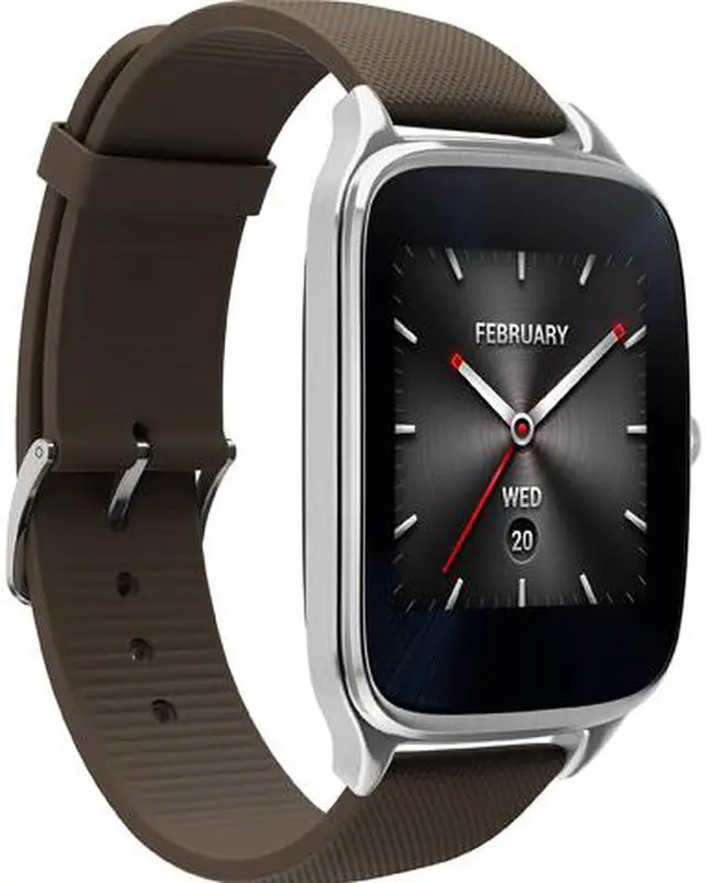 Alt view image 3 of 9 - ASUS ZenWatch 2 Android Wear Smartwatch with Quick Charge & Silver Case, Brown Rubber Band (WI501Q-SR-BW-Q) US Warranty
