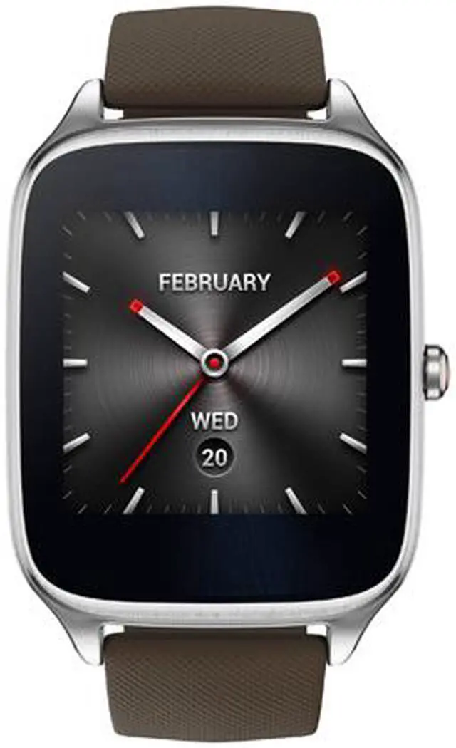 Alt view image 2 of 9 - ASUS ZenWatch 2 Android Wear Smartwatch with Quick Charge & Silver Case, Brown Rubber Band (WI501Q-SR-BW-Q) US Warranty