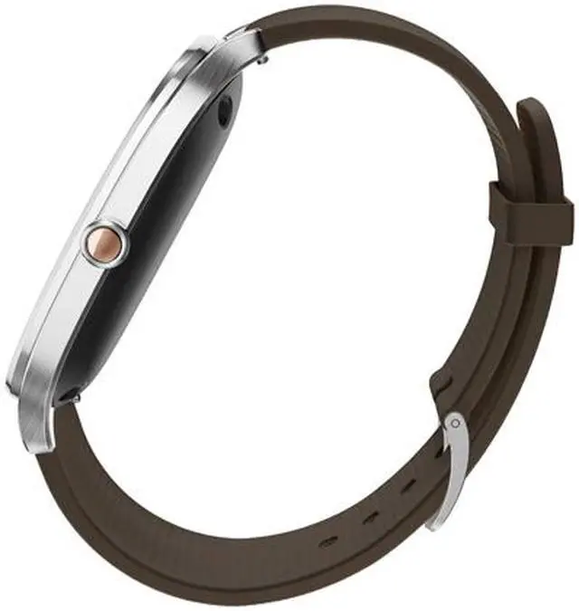 Alt view image 5 of 9 - ASUS ZenWatch 2 Android Wear Smartwatch with Quick Charge & Silver Case, Brown Rubber Band (WI501Q-SR-BW-Q) US Warranty