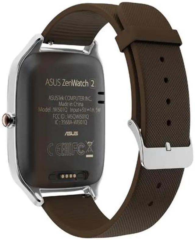 Alt view image 6 of 9 - ASUS ZenWatch 2 Android Wear Smartwatch with Quick Charge & Silver Case, Brown Rubber Band (WI501Q-SR-BW-Q) US Warranty