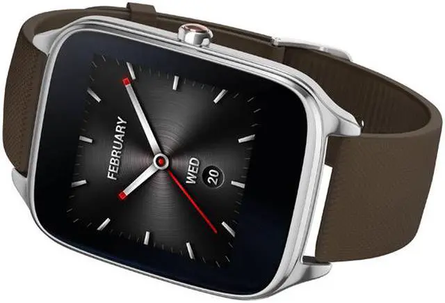 Alt view image 4 of 9 - ASUS ZenWatch 2 Android Wear Smartwatch with Quick Charge & Silver Case, Brown Rubber Band (WI501Q-SR-BW-Q) US Warranty