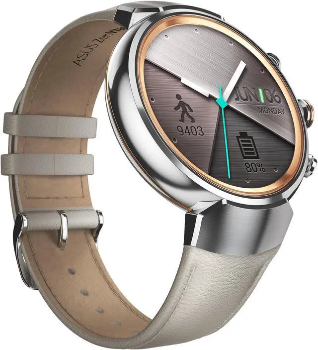 Alt view image 8 of 12 - ASUS ZenWatch 3 Android Wear Smartwatch with Quick Charge & Silver Case, Beige Leather Strap (WI503Q-SL-BG) US Warranty