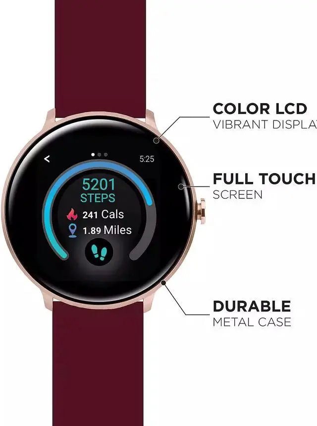 Alt view image 6 of 6 - iTouch Sport 3 Smartwatch - 45mm - Rose Gold / Merlot Strap 500015R-C10