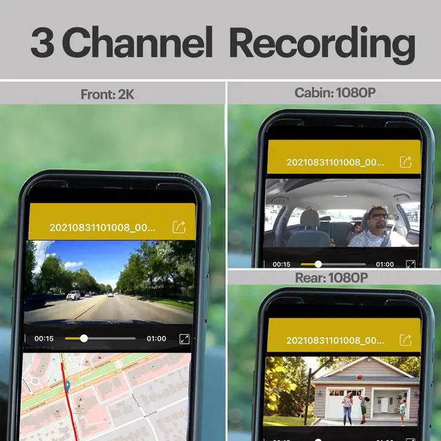 Alt view image 5 of 5 - GekoGear Scout Pro 3-Channel Wi-Fi Dash Cam | 2K Camera