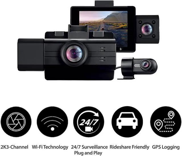 Alt view image 4 of 5 - GekoGear Scout Pro 3-Channel Wi-Fi Dash Cam | 2K Camera