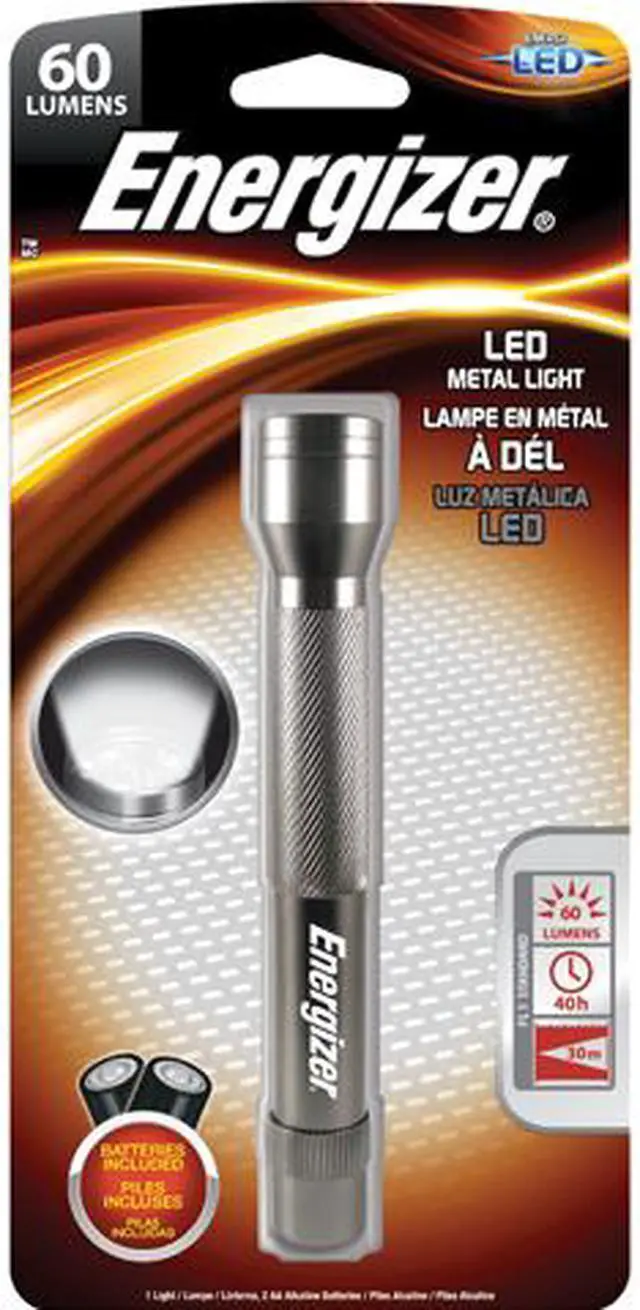 Main image of Eveready ENML2AASCT 2AA LED Metal Flashlight - Aluminum Body - Silver