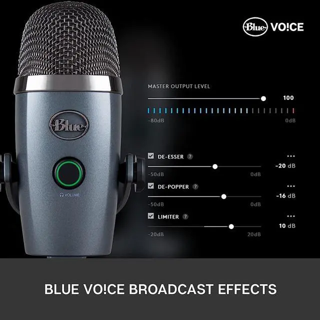 Alt view image 11 of 11 - Blue Yeti Nano Premium USB Microphone for PC, Mac, Gaming, Recording, Streaming, Podcasting, Condenser Mic with Blue VO!CE Effects, Cardioid and Omni, No-Latency Monitoring - Blackout