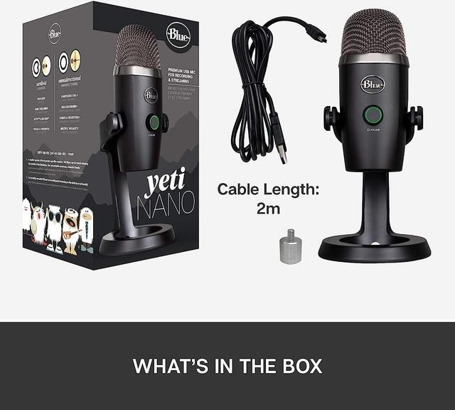 Alt view image 9 of 11 - Blue Yeti Nano Premium USB Microphone for PC, Mac, Gaming, Recording, Streaming, Podcasting, Condenser Mic with Blue VO!CE Effects, Cardioid and Omni, No-Latency Monitoring - Blackout