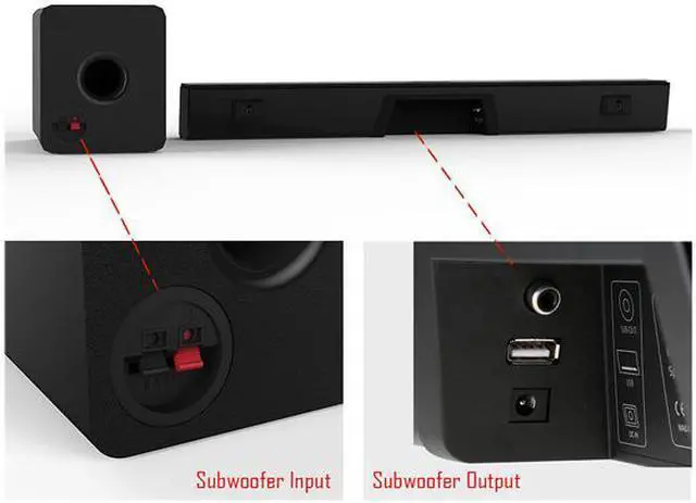 Alt view image 4 of 4 - Megacra S7021 2.1 CH Sound Bar with Sub Wired and Wireless Bluetooth Audio