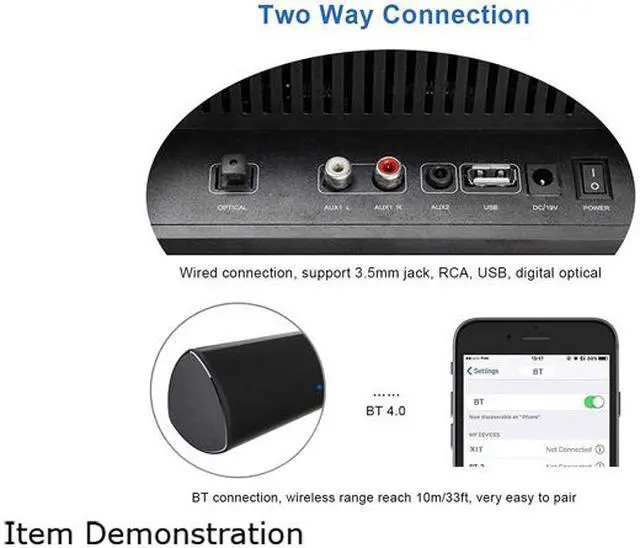 Alt view image 6 of 7 - Wohome W-S9920 TV Sound Bar Wireless Bluetooth and Wired Home Theater Speaker System