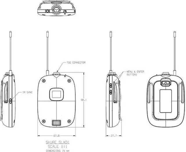 Alt view image 3 of 4 - Shure SLXD1=-H55 Bodypack Transmitter, Frequency Band Version: H55