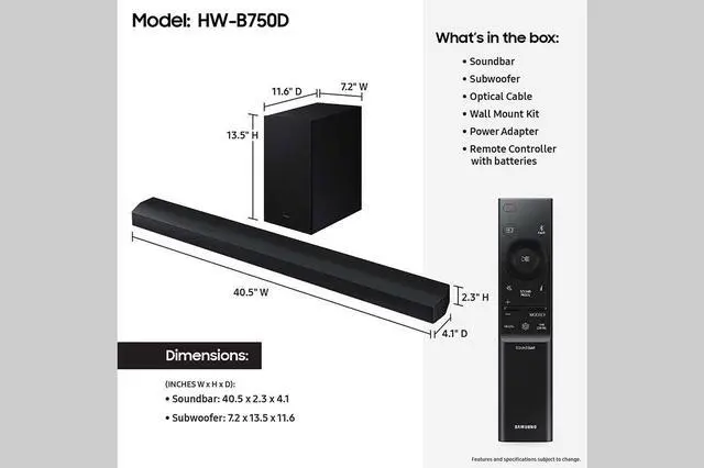 Alt view image 4 of 11 - Samsung B-series 5.1ch. DTS Virtual:X Soundbar w/Bass Boost ( HW-B750D)