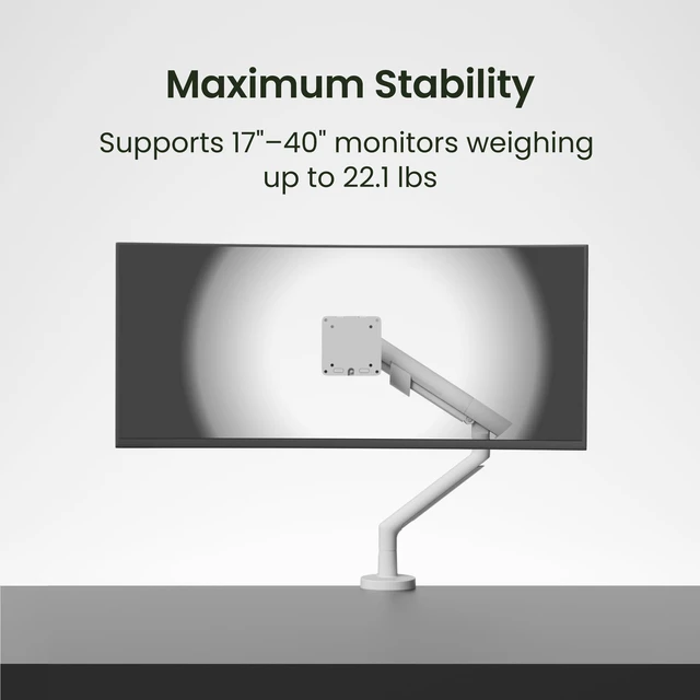 Alt view image 2 of 6 - Kanto DM1W desktop Monitor Arm - Mech. Spring - Single Arm for 17- 40 Displays up to 22 lbs. - White