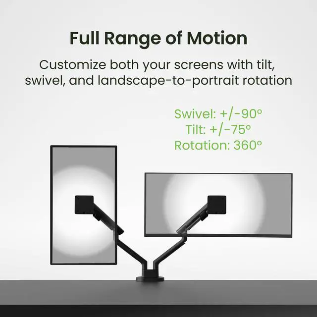 Alt view image 4 of 9 - Kanto DM2 Dual Monitor Desktop Mount for 17 - 35 Displays up to 22 lb - Black