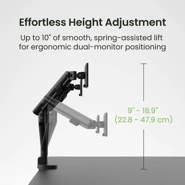 Alt view image 5 of 9 - Kanto DM2 Dual Monitor Desktop Mount for 17 - 35 Displays up to 22 lb - Black
