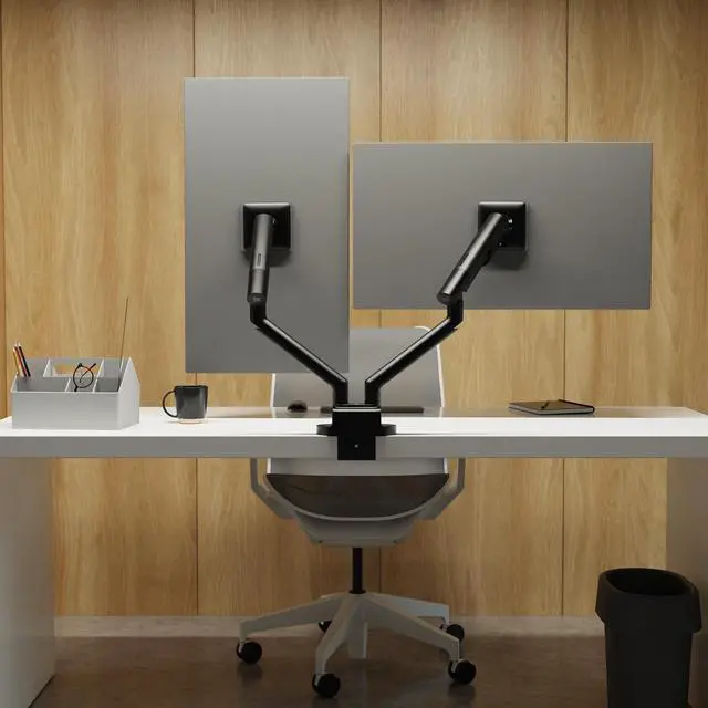 Alt view image 9 of 9 - Kanto DM2 Dual Monitor Desktop Mount for 17 - 35 Displays up to 22 lb - Black