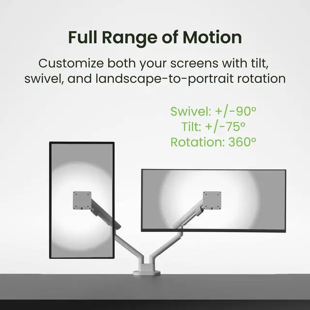 Alt view image 3 of 5 - Kanto DM2W Dual Monitor Desktop Mount for 17 - 35 Displays up to 22 lb - White
