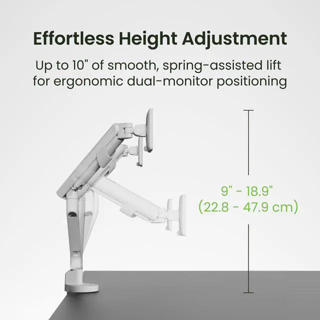 Alt view image 4 of 5 - Kanto DM2W Dual Monitor Desktop Mount for 17 - 35 Displays up to 22 lb - White