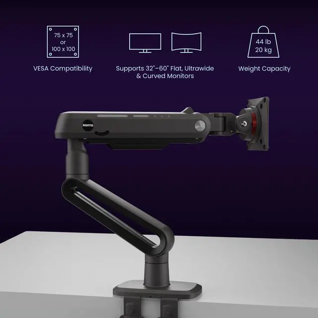 Alt view image 2 of 9 - Kanto DMG Heavy-Duty Desktop Gaming Monitor Arm for 32 - 60 Screens, Black