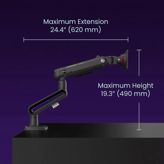 Alt view image 9 of 9 - Kanto DMG Heavy-Duty Desktop Gaming Monitor Arm for 32 - 60 Screens, Black