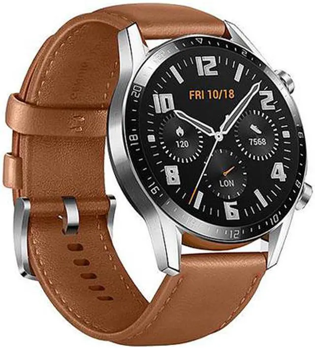 Alt view image 3 of 7 - HUAWEI Watch GT 2 Classic 46mm - 2 Week Battery, Leather Strap, Bluetooth Calling, 5ATM, GPS (Canada Warranty)