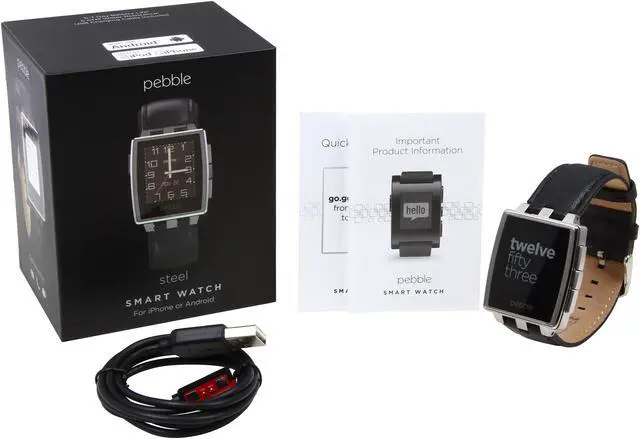 Alt view image 11 of 11 - Pebble Steel Smart Watch for iPhone and Android Devices (Brushed Stainless)