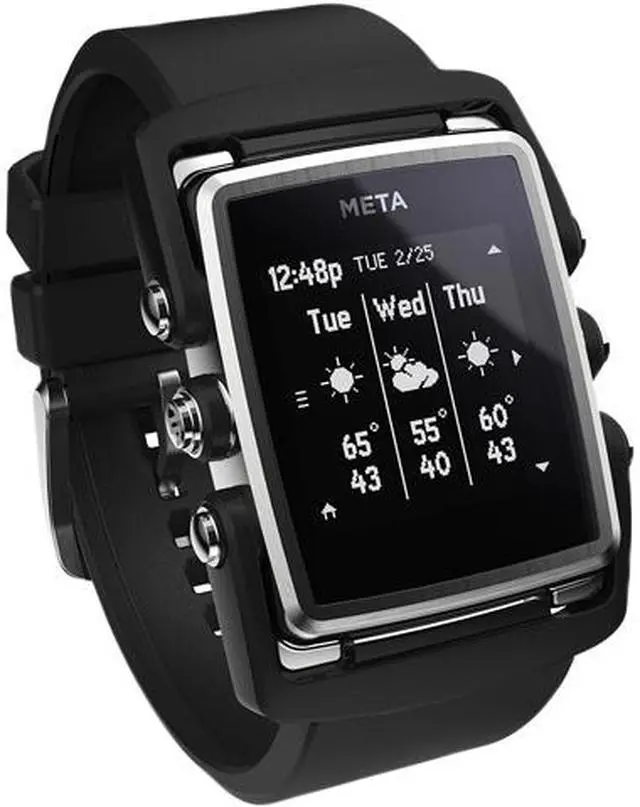 Main image of META MW4003 M1 Smart Watch - Stl Steel Case - Black Nylon and Black Rubber Strap Black Rubber Strap